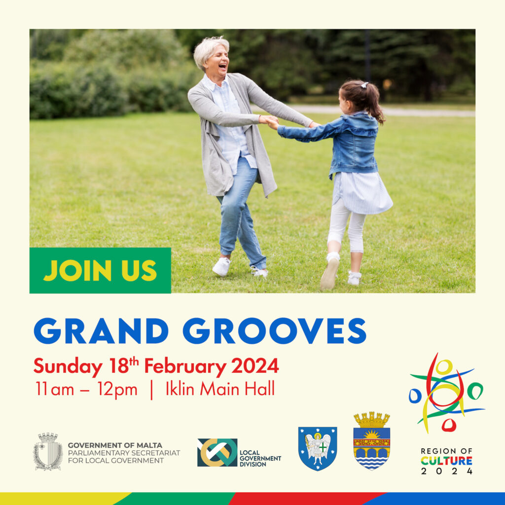 Grand Grooves, an activity for grandparents and grandchildren!

Join us on Sunday, February 18, 2024, in Iklin at 11am for an engaging session focused on movement and music to foster bonding, connection, play, physical activity and fun.

A perfect way to create cherished memories that both grandparents and their grandchildren can look back on with joy.